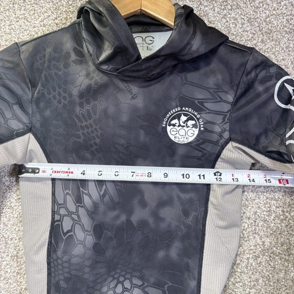 EAG Elite Shirt Kids Small Gray Hooded Camo Long Sleeve Fishing Tee Top - Picture 6 of 10